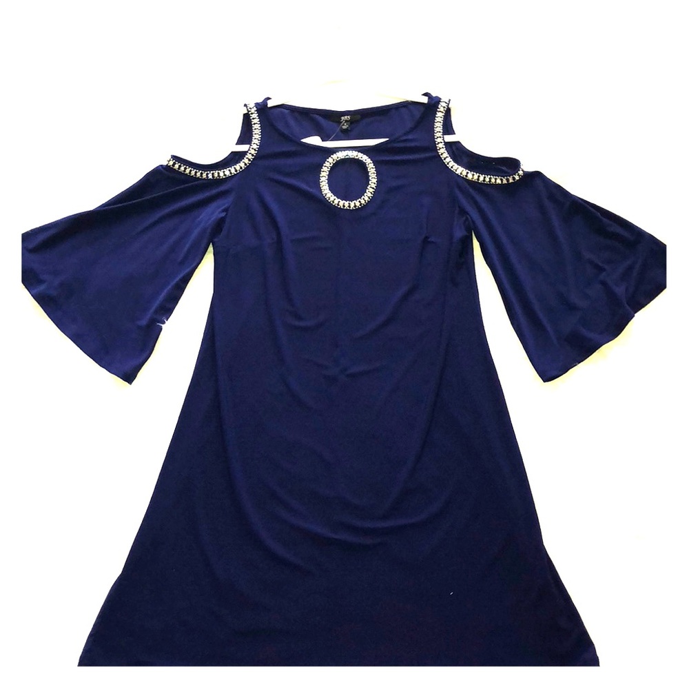 Short shoulder-less RimeStone bordered Dress